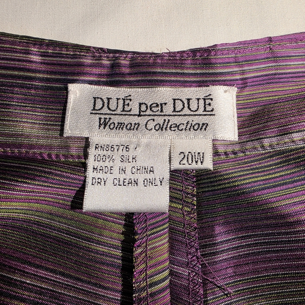 Vintage Y2K Silk Striped Due Per Due Cropped Pants High Waist Shimmery EUC 20W - Picture 2 of 13